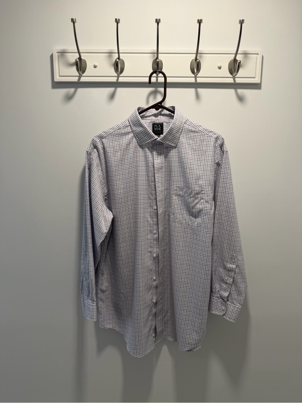 Jos. A. Bank Men's Blue and White Checked Dress Shirt